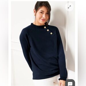Talbots Navy Top with Gold Buttons
